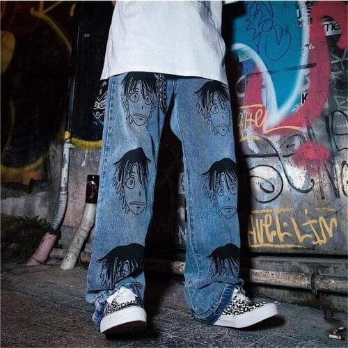2021 Blue Loose Jeans Men Retro High Street Oversize Casual Denim Trousers Harajuku Washed Hip Hop Jeans Cool Gothic Pants Boys
