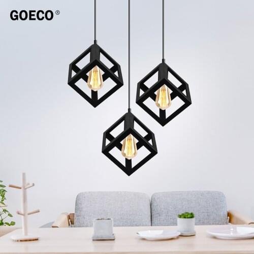 Modern Square Pendant Light, Black & White Iron Hanging Lamp, For Living Room Dining Room Kitchen island Lighting, 220V, E27