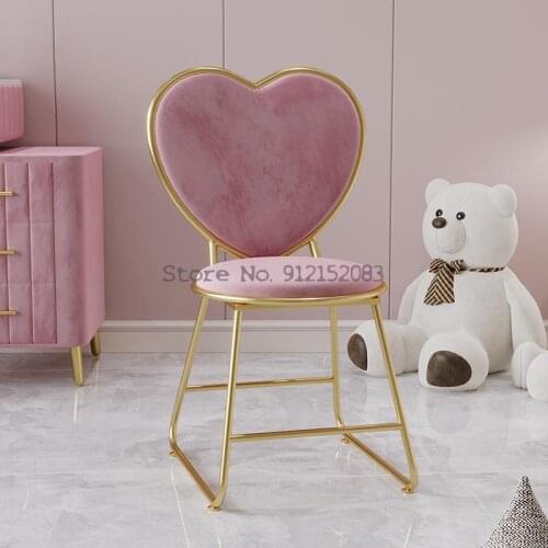 Makeup chair Nordic fairy home back chair heart-shaped net red bedroom light luxury nail princess dressing table stool