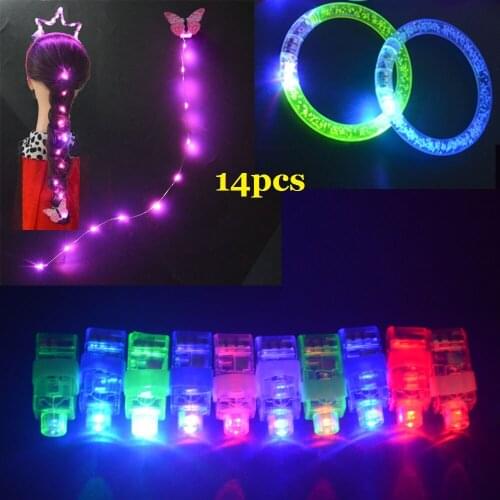 LED Light Up Toys Girls Hair Styling Tools Braider Finger Lights Bracelet Headband Glow in Dark Prizes Birthday Party Christmas