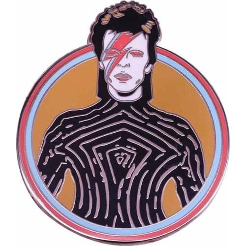 Vintage David Bowie Enamel Pin ziggy lightning Pin for 80s Music Fans
