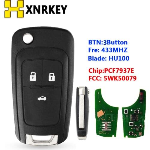 XNRKEY 3 Button Flip Remote Key 434Mhz For Opel Valeo 46 Locked(5WK50079)