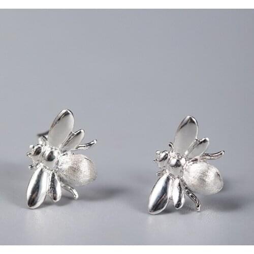 S925 Sterling Silver Bee Stud Earrings Women Jewelry Cute Earring for Teens Fancy Anniversary Gift Stylish Female Accessories