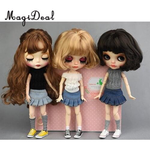 1/6 Fashion Girl Doll Denim Skirt for Blythe Licca Doll Casual Outfits Accessories