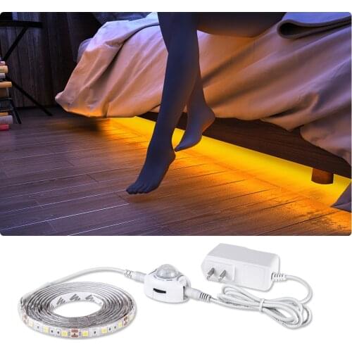 1m 2m 3m 4m 5m DC 12V LED Strip Light With PIR Motion Sensor SMD 2835 60 LEDs/m Smart OFF/ON Night Light