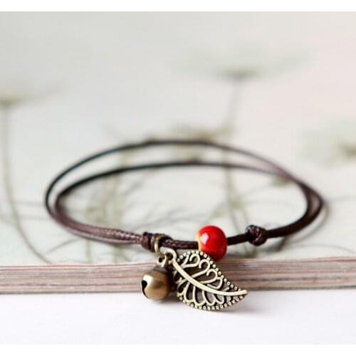 1PCS New Fashion Adjustable Simple Ceramic Bracelets Anklets Female Original Hand-woven Fashion Anklets Leaf Ceramic Jewelry