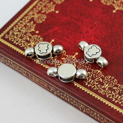 100pcs/lot Silver Tone Slider Beads,for Bracelet Necklace Beads DIY Accessories 19.5x8.5mm Hole:6x2.5mm 2mm (K00569)
