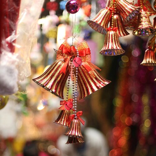 36Pcs Christmas Hanging Bells Electroplated Small Bells Metal Bells (Red White)