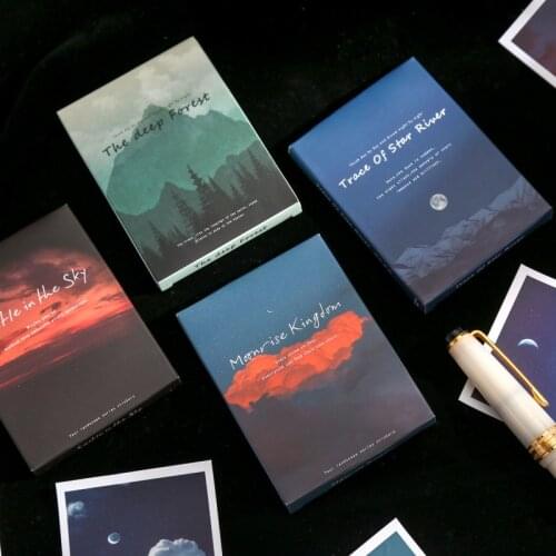 4 Styles Your Landscape Series Lomo Paper Card Ins Style Moon Starry Sky Sticker Diary Album Label Stickers