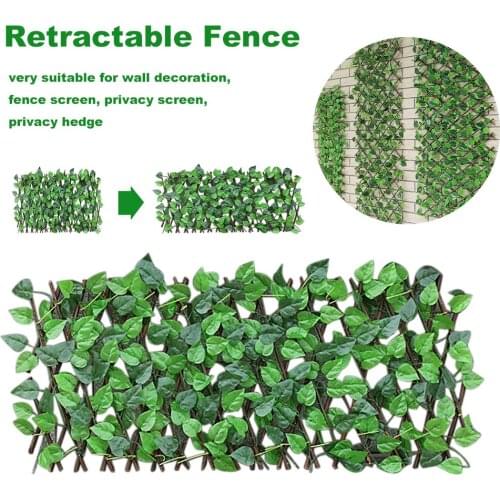 43cm Artificial Fence Natural Looking Retractable Faux Ivy Leaf Privacy Trellis Hedge Screen for Backyard Home Décor
