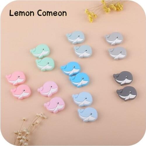 50Pcs Silicone Beads Baby Teething BPA Free Whale Nursing Accessories DIY Pacifier Chain Bracelet Chew Necklace Loose Beads