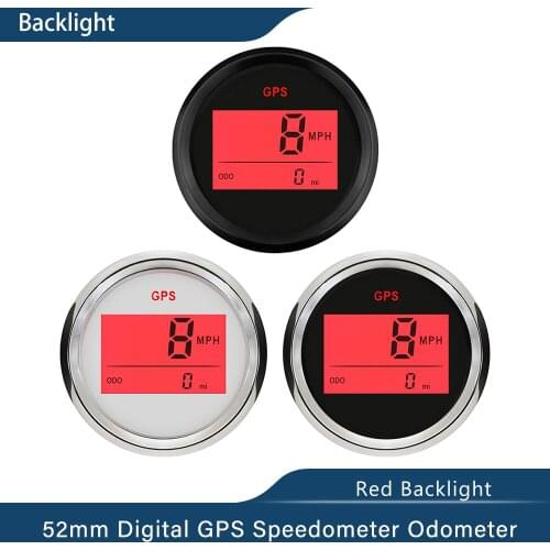 52mm Universal Auto 2" Digital 0-999km Knots MPH GPS Speedometer Odometer for Car Boat Universal with Red Backlight 9-32V