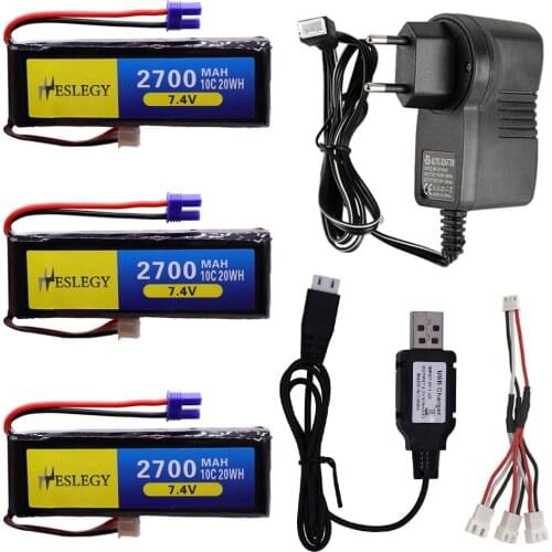 7.4V Battery with charger for Hubson H501W H501S H501C 7.4V 2700mAh lipo battery 10C 20WH For RC Qaudcopter Drone Parts RC toys