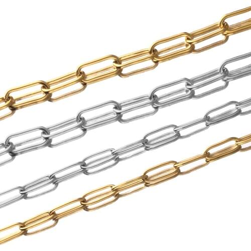 1 Meter 3 4 7mm Stainless Steel Chain Gold Oval Link Bulk Chains DIY Wallet Chain Jewelry Necklace Making Handmade Wholesale