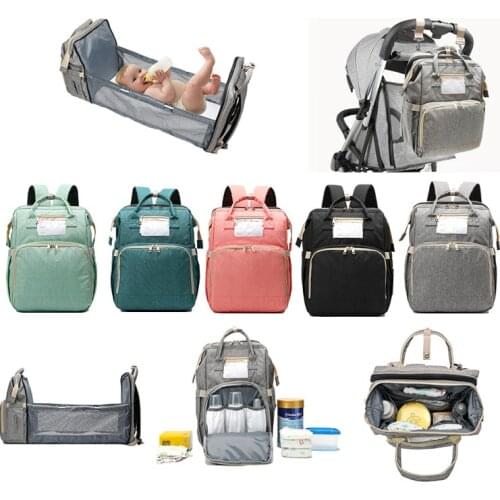 Baby Crib Bed Backpack Stroller Diaper Bag Mommy Diaper Handbag Folding Travel Maternity Bag for Infant Sleeping Basket Bed Pack