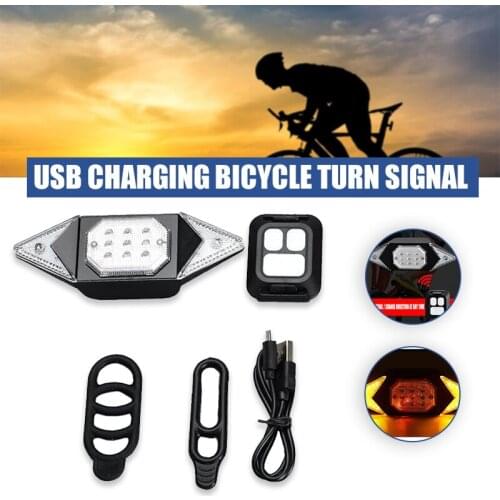 Hot USB Bicycle Tail Light Turn Signals Wireless Remote Warning Light Accessories Mountain Bike N66