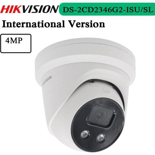 Hik 4MP AcuSense Network Security Camera Surveillance POE IR Strobe Light and Audible Warning Fixed Turret DS-2CD2346G2-ISU/SL