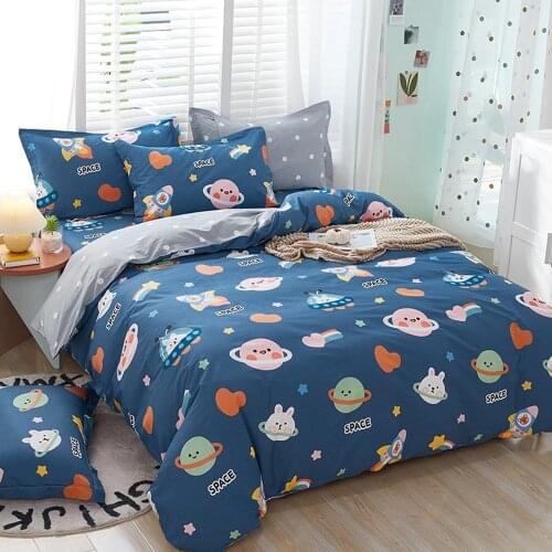 100% Cotton Bedding Sets Duvet Cover + Pillowcase Cartoon Planet Quilt Cover Bed Linens No Sheet Single King Queen HomeTextile