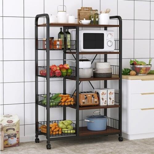 Kitchen storage rack floor multi-layer storage rack multi-functional microwave oven home full set of seasoning rack