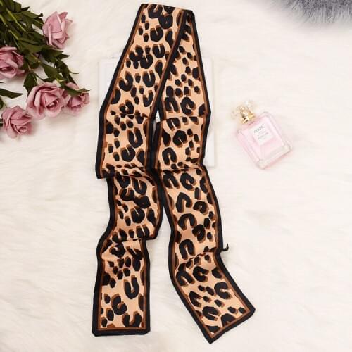 Leopard Print Highly Cost-effective Wristband Narrow Scarf Choker Hairband Bag Wraps Ribbon Rayon Scarves Drop Shipping KBD167