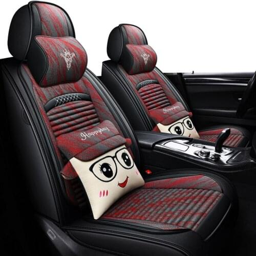 ZHOUSHENGLEE Linen Flax Car Seat Cover for Fiat All Models palio viaggio Ottimo 500 Bravo Freemont car styling auto accessories