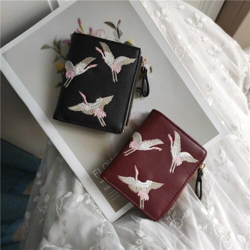 Small Wallet Women Short Chinese Style Buckle Wallet All-match Zipper Coin Purse