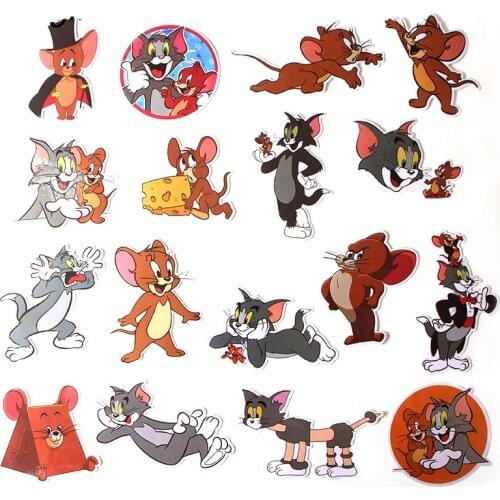 17Pcs/set Cat And Mouse Graffiti Stickers Children DIY Skateboard Laptop Suitcase Phone Bike Bicycle Waterproof Sticker R377