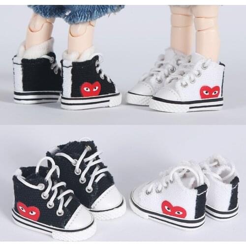 OB11 Canvas Shoes obitsu11 Canvas Shoes 1/12Doll High heels black white Shoes (suitable for Ob11,obitsu11,cu-poche)