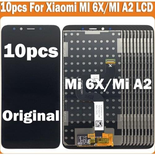 10pcs 5.99" Original For Xiaomi Mi A2 MiA2 LCD Display Touch Screen Digiziter Assembly With Frame For Xiaomi 6X Mi6X LCD Screen