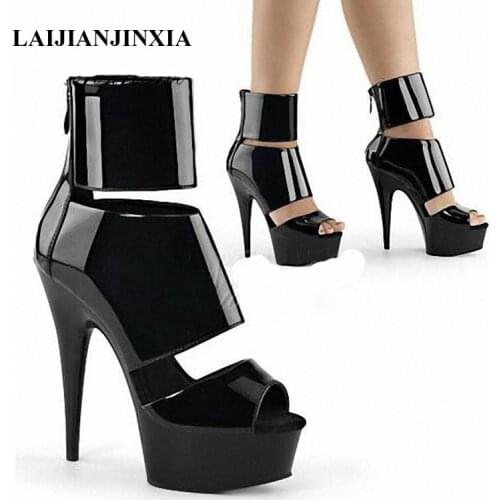 LAIJIANJINXIA Sexy Pole Dance Shoes Platform Sexy Women Stripper Ankle Boots 15 CM High Heels Fetish Fashion Boots