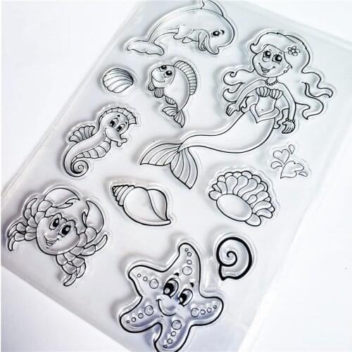 11*16cm Sea mermaid Transparent Clear Stamps / Silicone Seals Roller Stamp for DIY scrapbooking photo album/Card Making