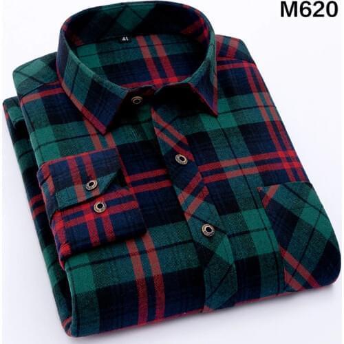 2020 New Autumn Brand Mens Plaid Shirt Male Warm Long Sleeve Shirt Plus Size Youth Office Business Casual Shirt Men