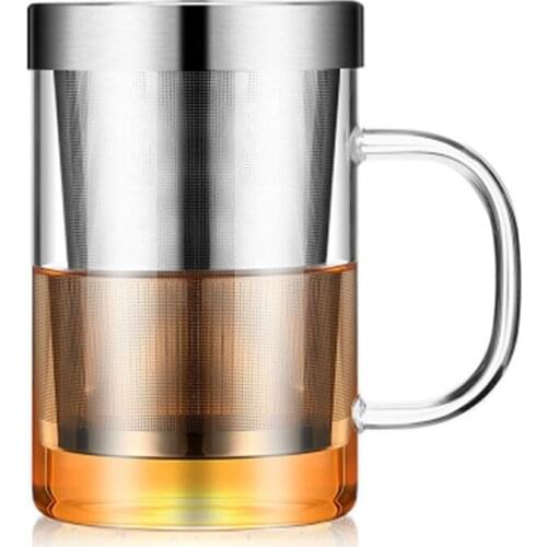 500ml Glass Cup Tea Leak Drinking Tumbler Whiskey Vodka Office Coffee Juice Water Cups Tea Separation Mug Glass Mugs For Home