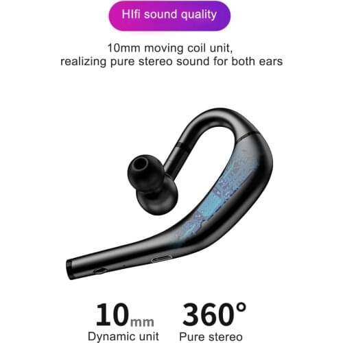 Stereo 5.0 Bluetooth Headset Waterproof Bluetooth Earphone With Mic Hands-free HD Call for iPhone Xiaomi Wireless Earpiece