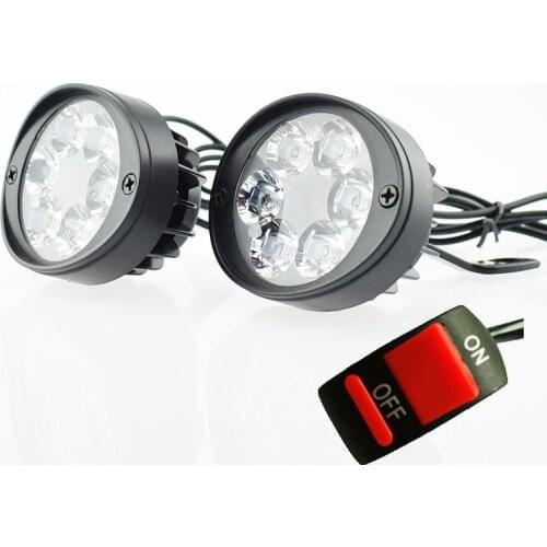 2pcs Motorcycle led headlight 12v 12w Moto Side Mirror Head lamp 6500k White lighting Motorbike Auxiliary Work Lights Fog lights