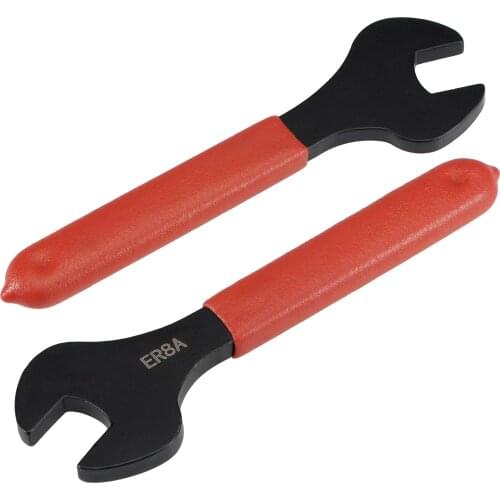 Uxcell Collet Chuck Wrench Spanner for ER8A Lathe Clamping Nut with Red Non-slip Handle 2 Pcs