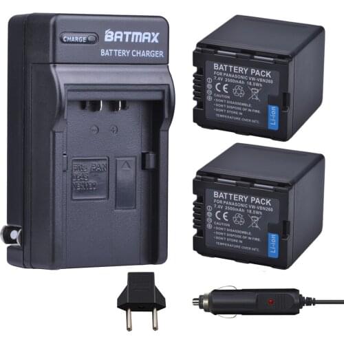 VW-VBN26 2500mAh VBN260 Battery + Single Charger for Panasonic VW-VBN26 HC-X800, HC-X900, Panasonic VW-VBN390 VBN130 HC-X910