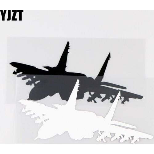 YJZT 16.1X7.4CM Creative Car Sticker Interesting Aircraft Car Windows Decor Vinyl Decals Black / Silver 10A-0015