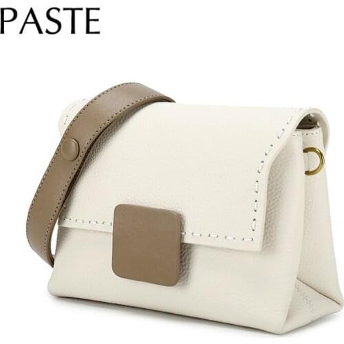 Chic Sewing Edege Design Brand Single Shoulder Bag for Women 100% Cowhide Leather Female Crossbody Messenger Bag Hit Color Purse