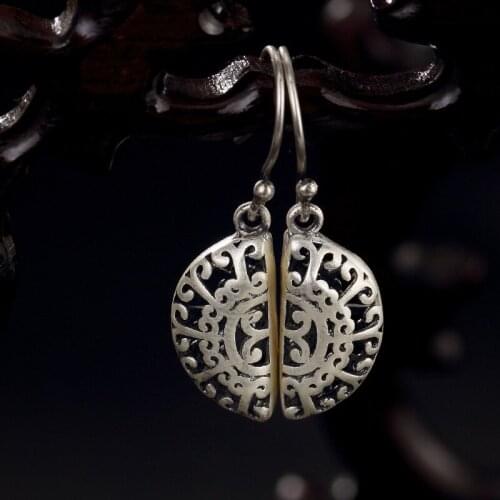 2018 New None Earings Fashion Jewelry Real 925 Sterling Drop Earrings Vintage For Women Ethnic Jewelry Long Hanging Set Female