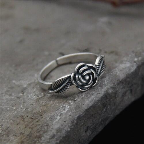 2018 Rushed Rose Anel Feminino S925 Pure Thai Restoring Ancient Ways Ring Women Rose Nostalgic Literary Valentines Day Gift