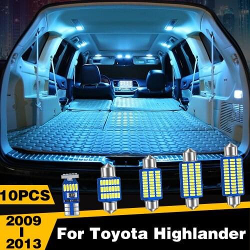 10pcs Car LED Lights Interior Dome Reading Trunk Lamp For Toyota Highlander 2009 2010 2011 2012 2013 Accessories