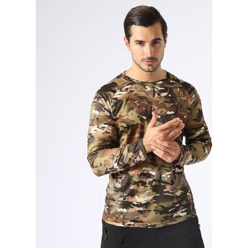 15colors Multicam Camo Army Shirts Spring Tactical Camouflage Long Sleeve T Shirts Men Military Quick Dry O Neck Combat T Shirt