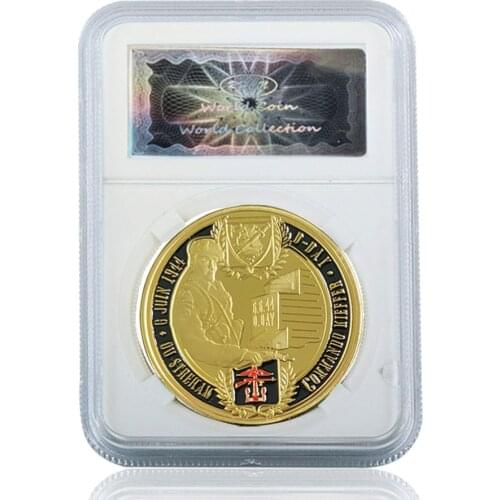1944.6.6 D-Day Gold Coin 6th Airborne Division Normandie Landing For Collect W/ Acrylic Case