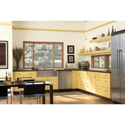 2019 hot sales 2PAC kitchen cabinets yellow colour modern high gloss lacquer kitchen furnitures pantry L1606073