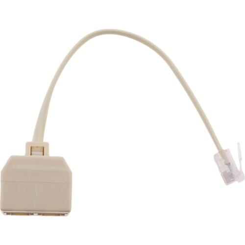2Way Outlet 4C RJ11 Telephone Phone Modular Jack Line Splitter Adapter Beige