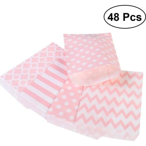 48pcs Striped Polka Dot Chevron Wedding Candy Bar Bags Party Gift Bags Paper Bag )