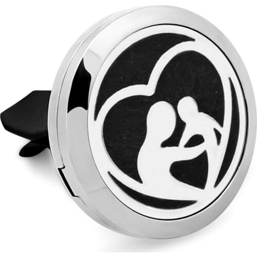 5PCS 316L Stainless Steel Car Perfume Locket Pendant 2Style Mother Child Love Magnetic Car Aroma Perfume Locket With Free Pad