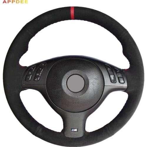 APPDEE Black Suede Car Steering Wheel Cover for BMW E46 M3 E39 330i 540i 525i 530i 330Ci 2001 2002 2003