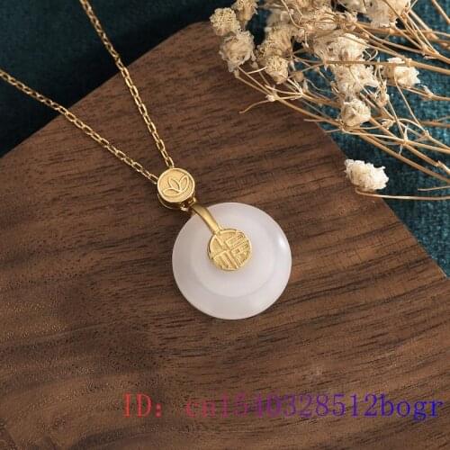 White Jade Doughnut Pendant Women 925 Silver Amulet Gemstone Natural Fashion Jewelry Charm Crystal Gifts Zircon Necklace